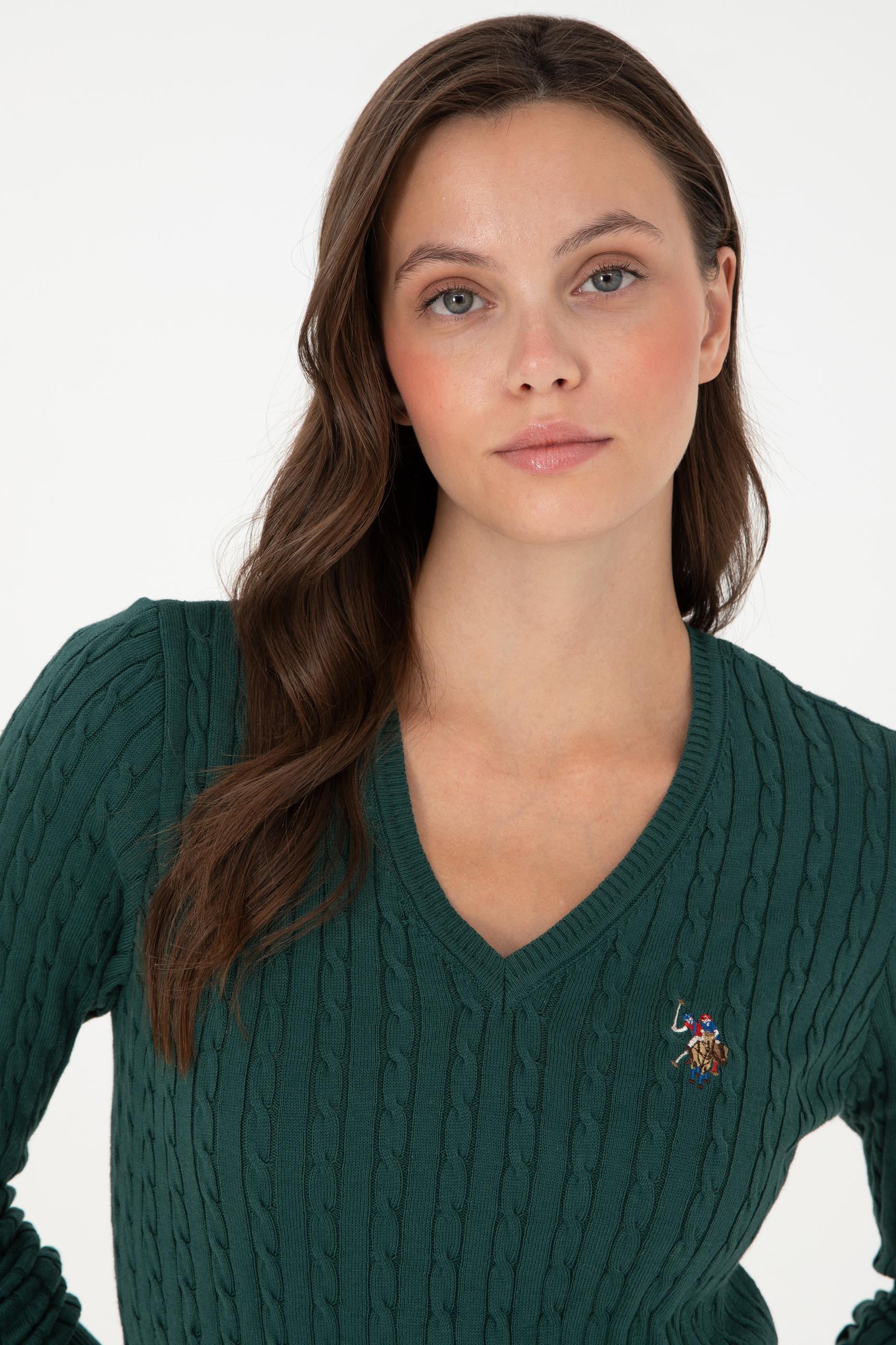 Kadın Koyu Yeşil Basic Kazak