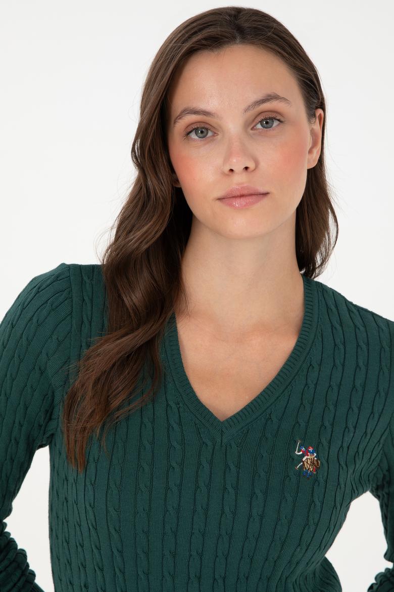 Kadın Koyu Yeşil Basic Kazak - 50288992074