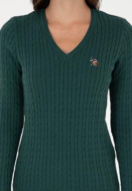 Kadın Koyu Yeşil Basic Kazak - 50288992074