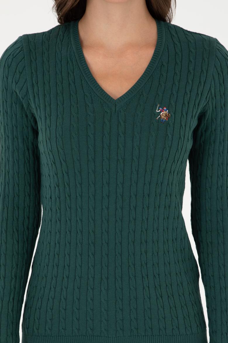 Kadın Koyu Yeşil Basic Kazak - 50288992074