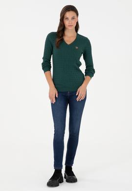 Kadın Koyu Yeşil Basic Kazak - 50288992074