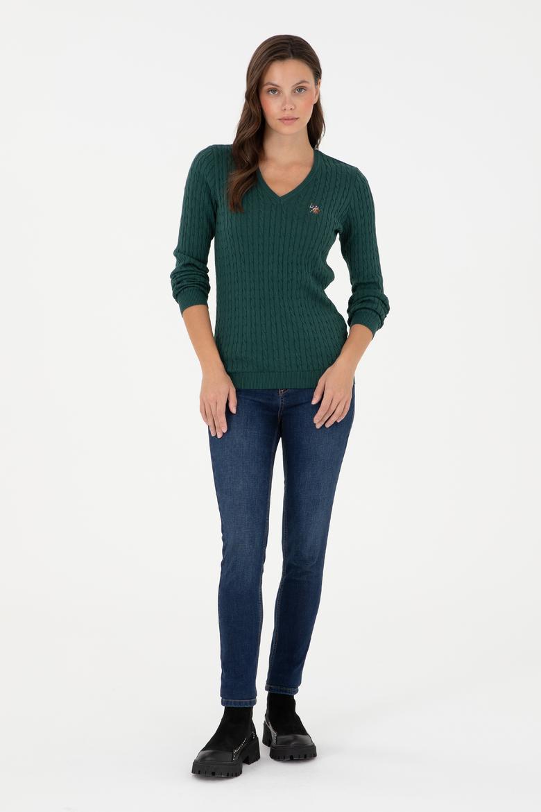 Kadın Koyu Yeşil Basic Kazak - 50288992074