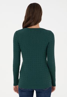 Kadın Koyu Yeşil Basic Kazak - 50288992074