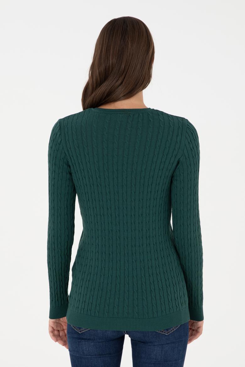 Kadın Koyu Yeşil Basic Kazak - 50288992074