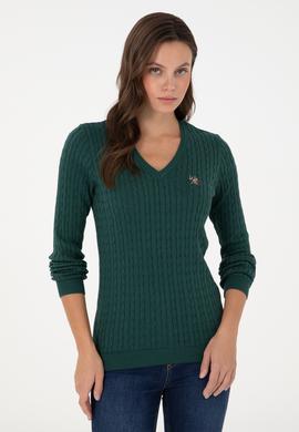 Kadın Koyu Yeşil Basic Kazak - 50288992074