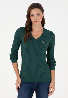 Kadın Koyu Yeşil Basic Kazak - 50288992074