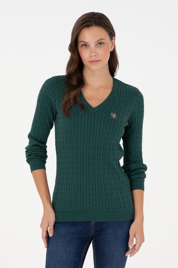 Kadın Koyu Yeşil Basic Kazak