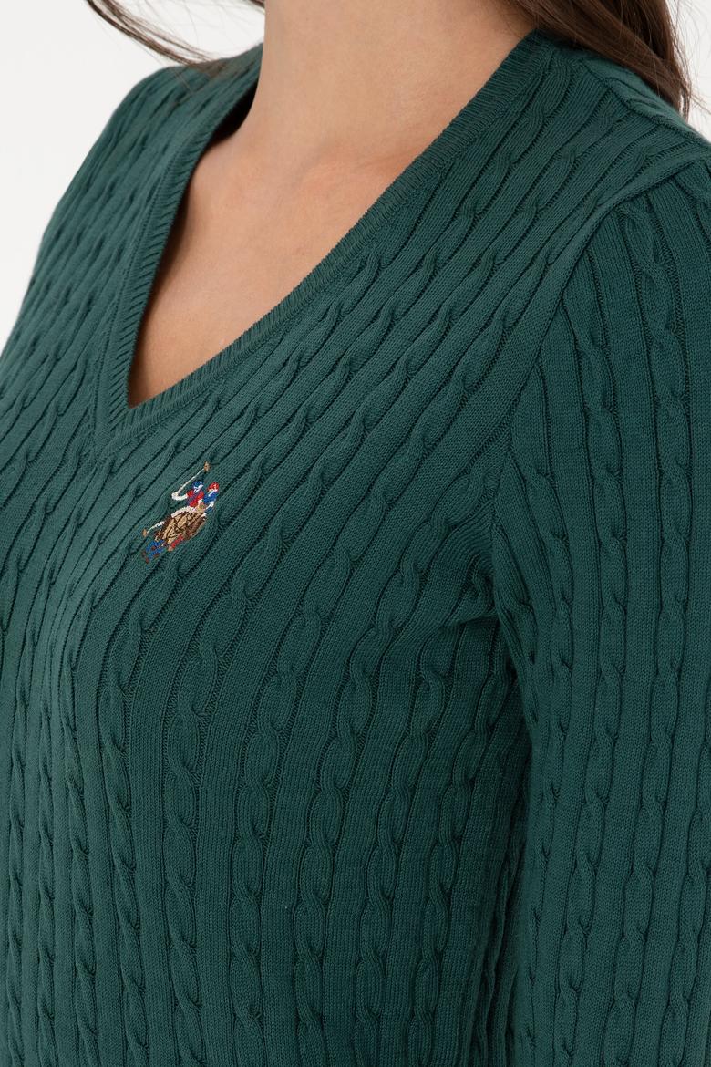 Kadın Koyu Yeşil Basic Kazak - 50288992074