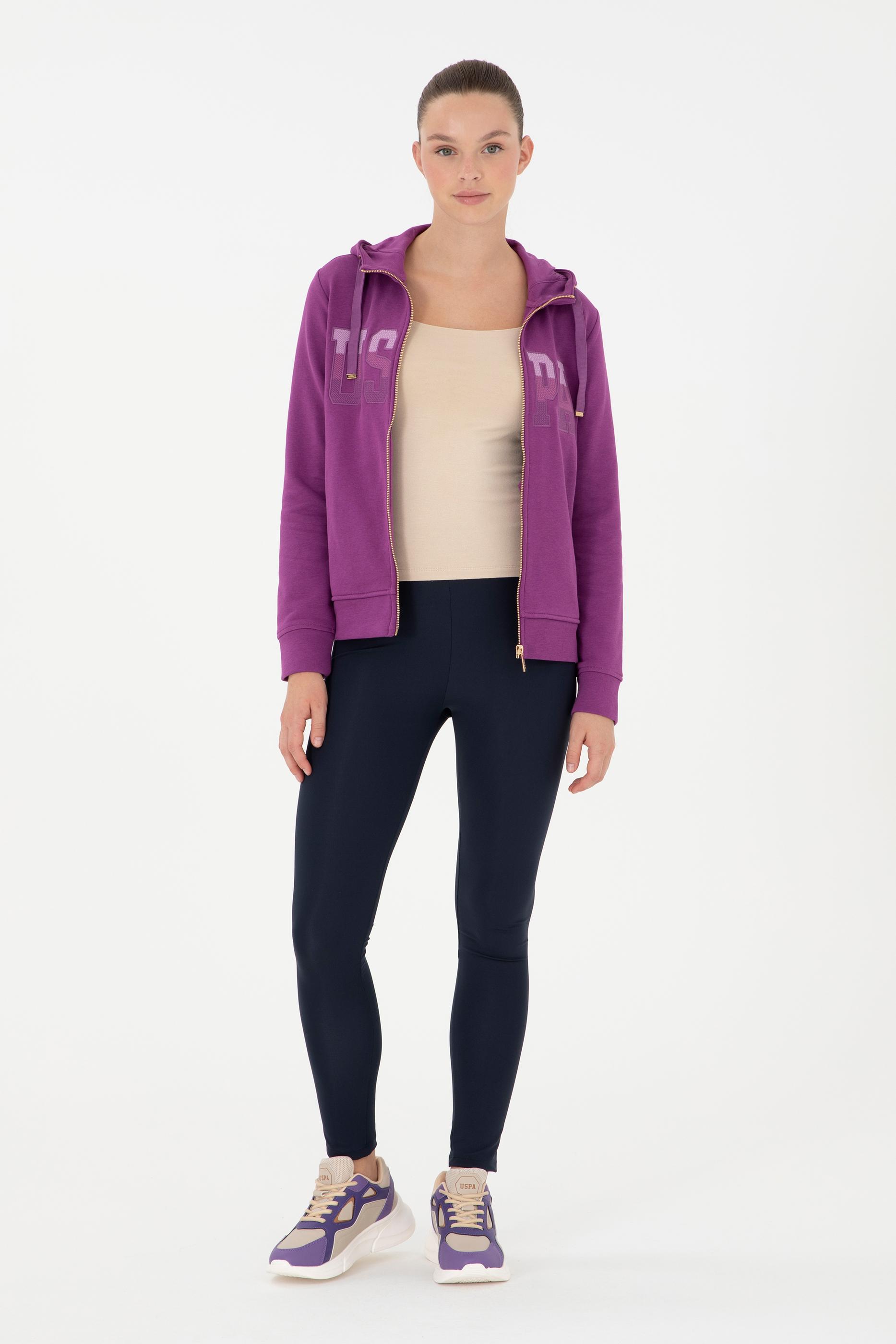 Kadın Menekşe Basic Kapüşonlu Sweatshirt