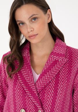 Kadın Fuşya Kaşe Kaban - 50291491008