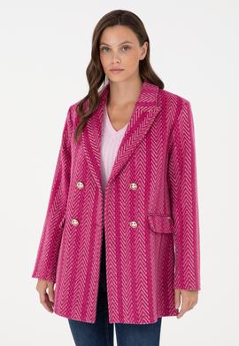 Kadın Fuşya Kaşe Kaban - 50291491008