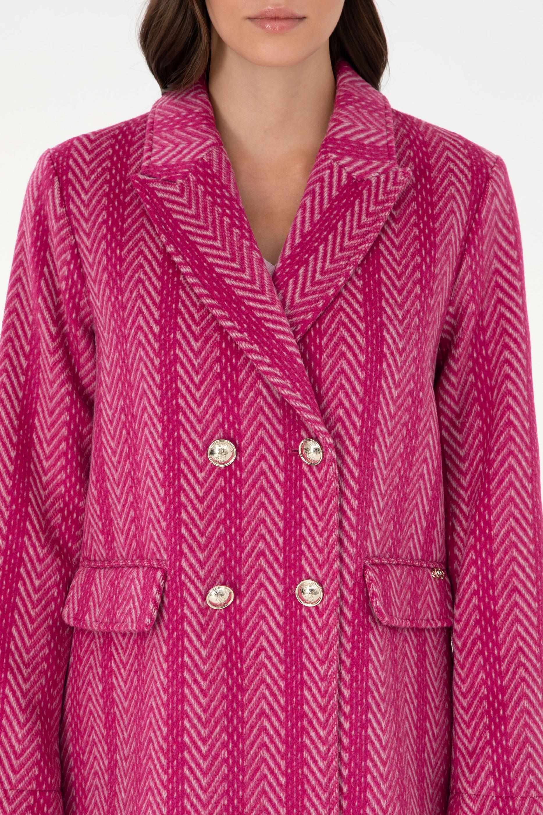 Kadın Fuşya Kaşe Kaban