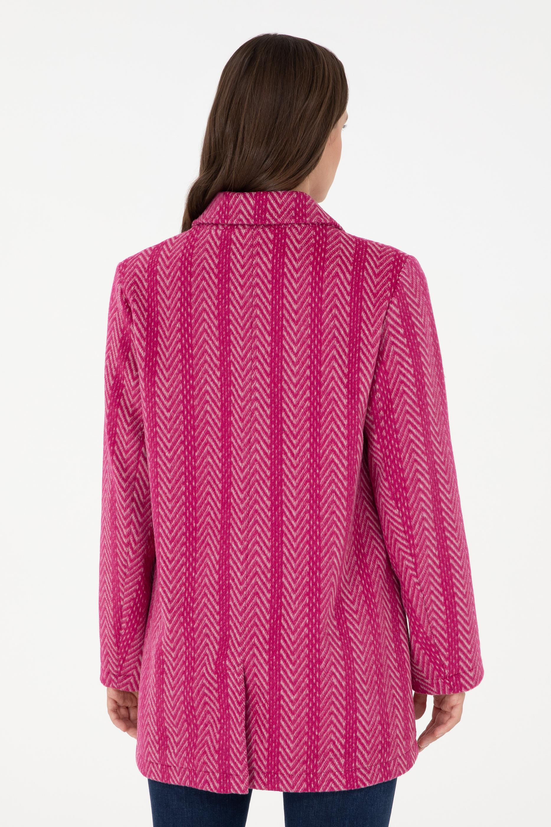 Kadın Fuşya Kaşe Kaban