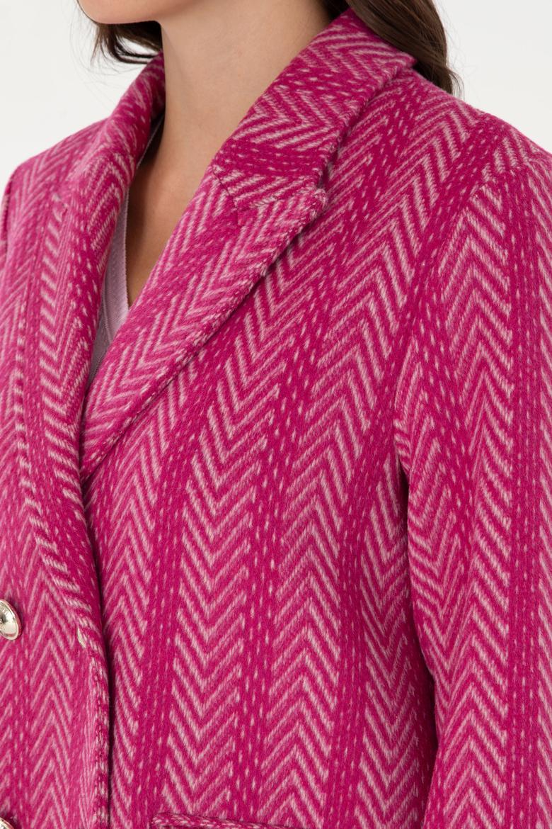 Kadın Fuşya Kaşe Kaban - 50291491008