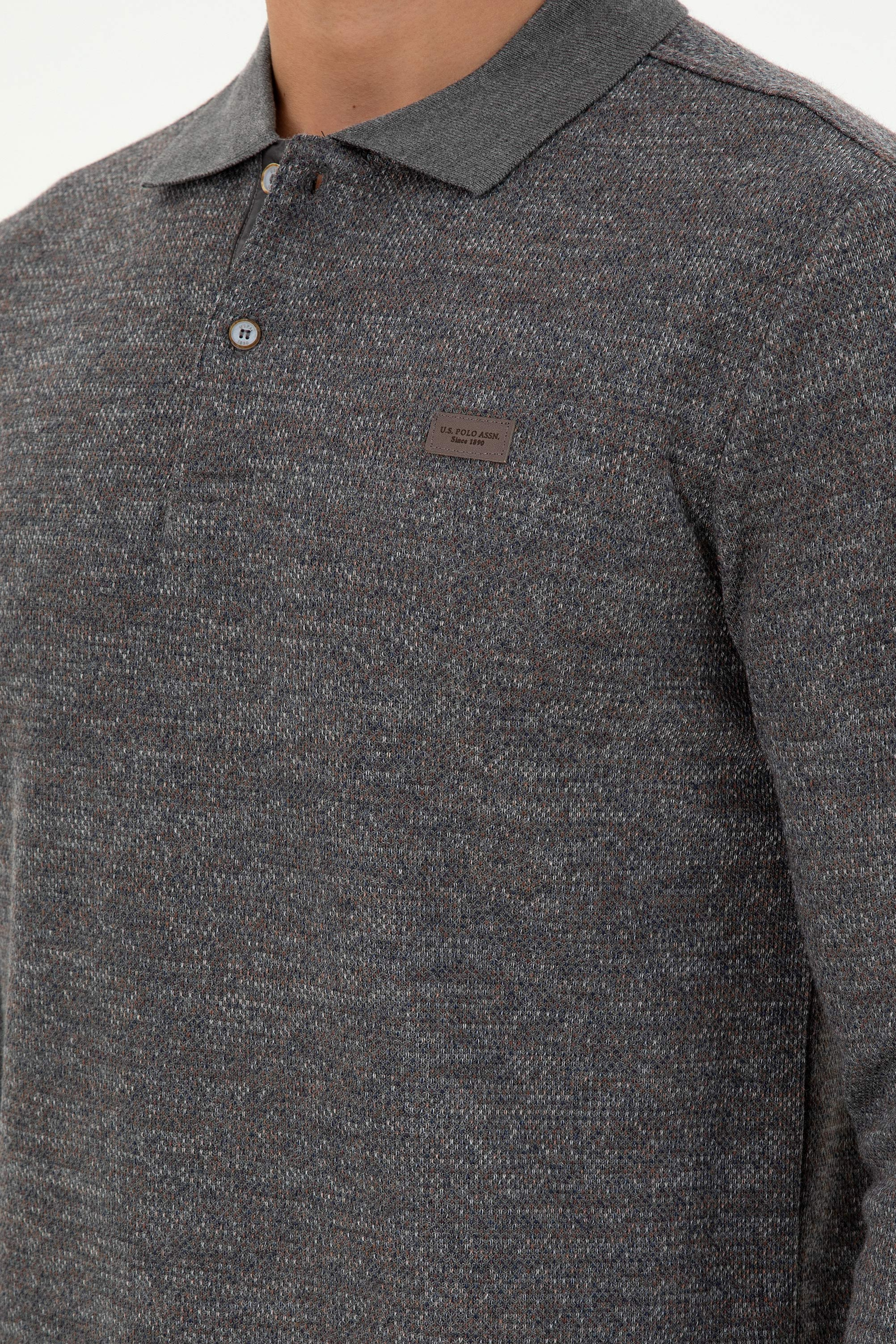 Erkek Gri Melanj Sweatshirt - Image 7