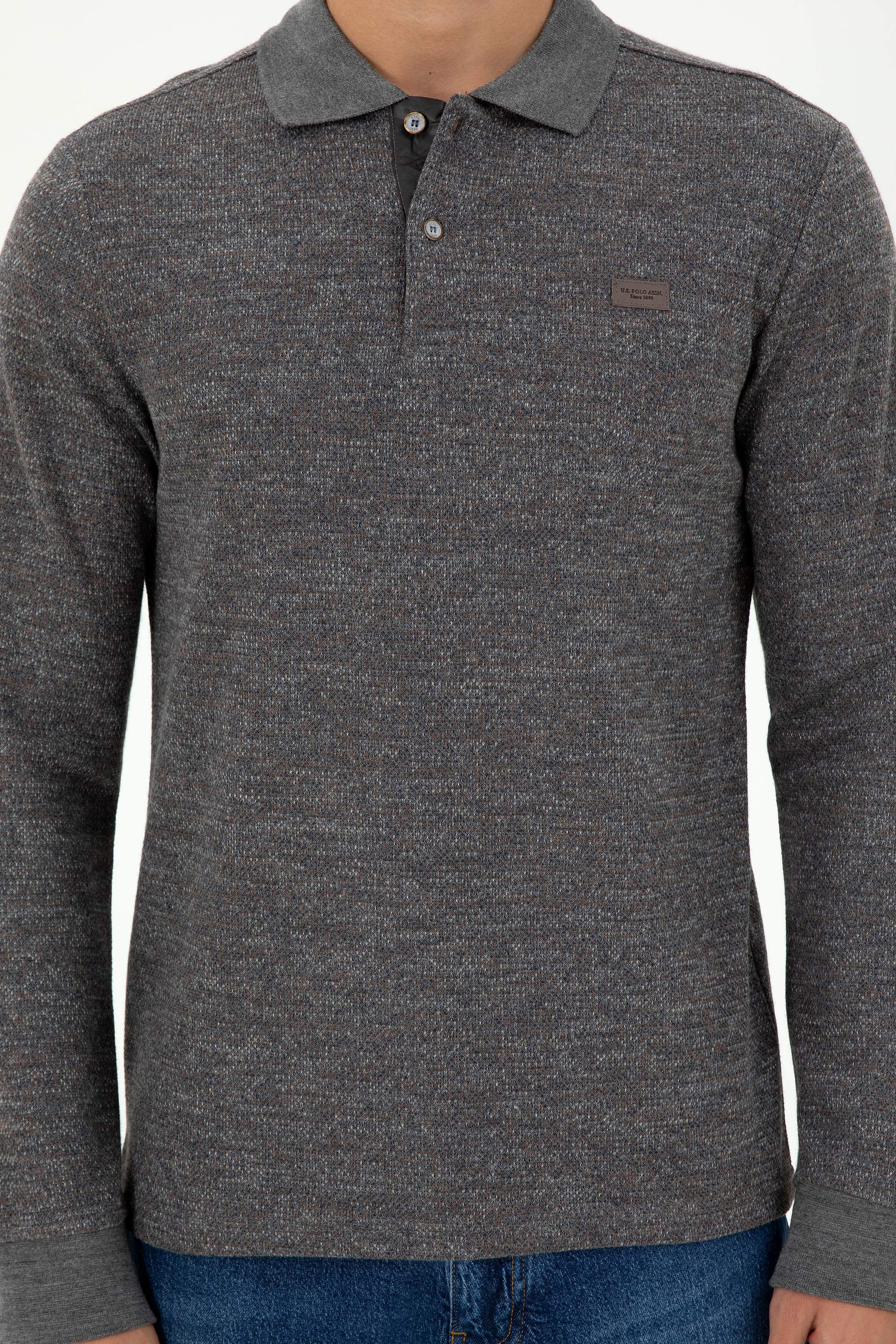 Erkek Gri Melanj Sweatshirt - Image 6