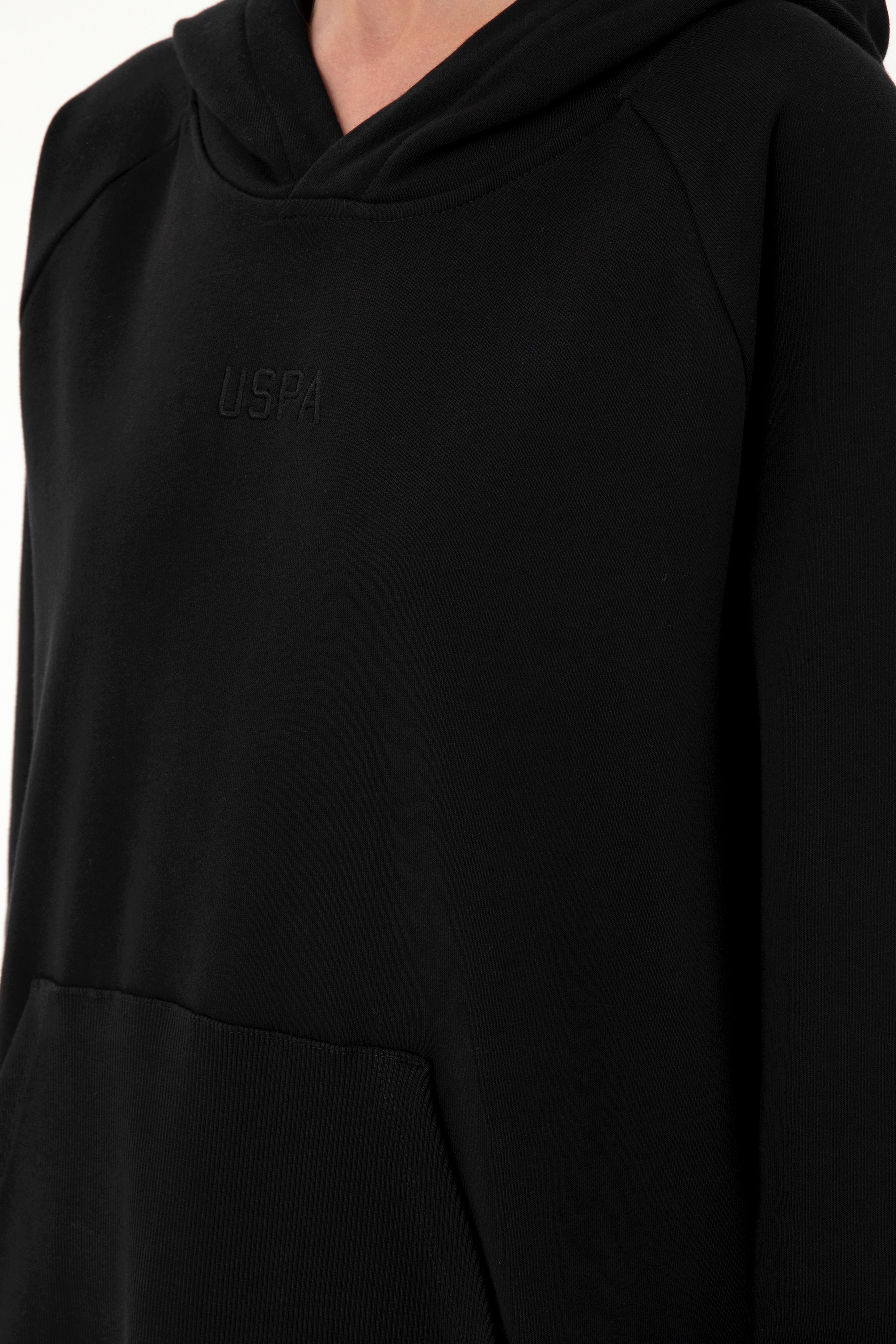 Kadın Siyah Kapüşonlu Sweatshirt - Image 7