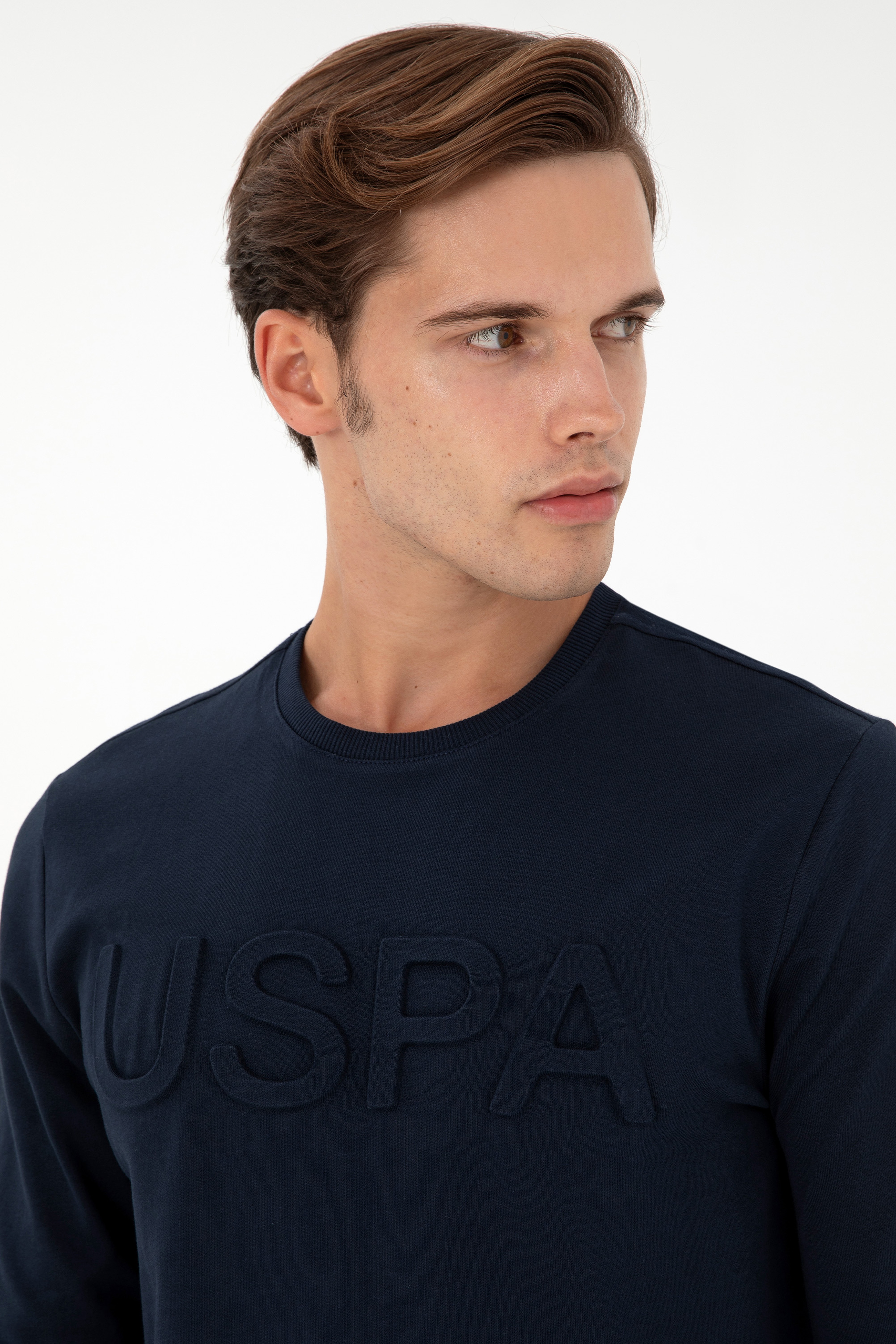 Erkek Regular Fit Bisiklet Yaka Lacivert Basic Sweatshirt