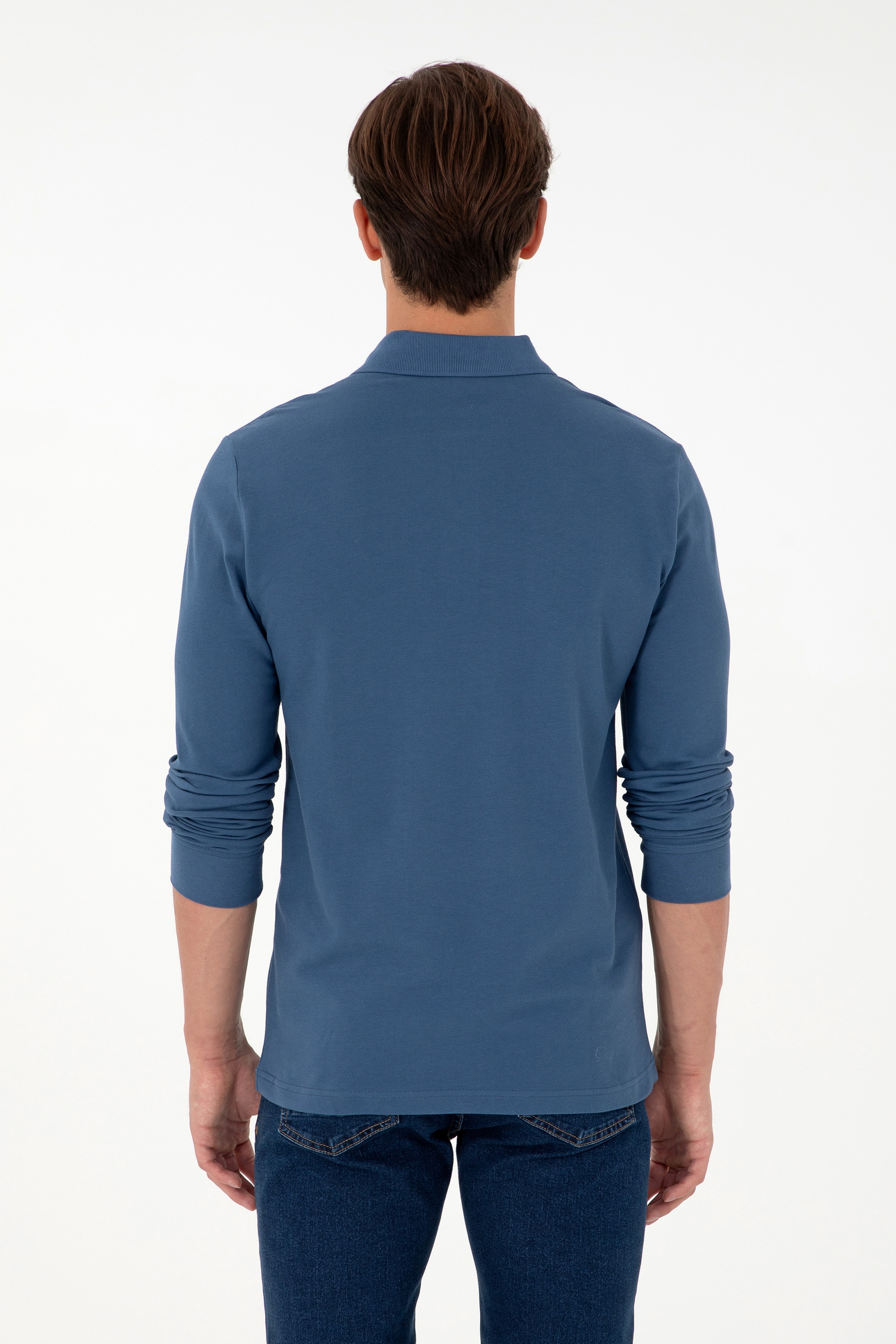 Erkek İndigo Basic Sweatshirt