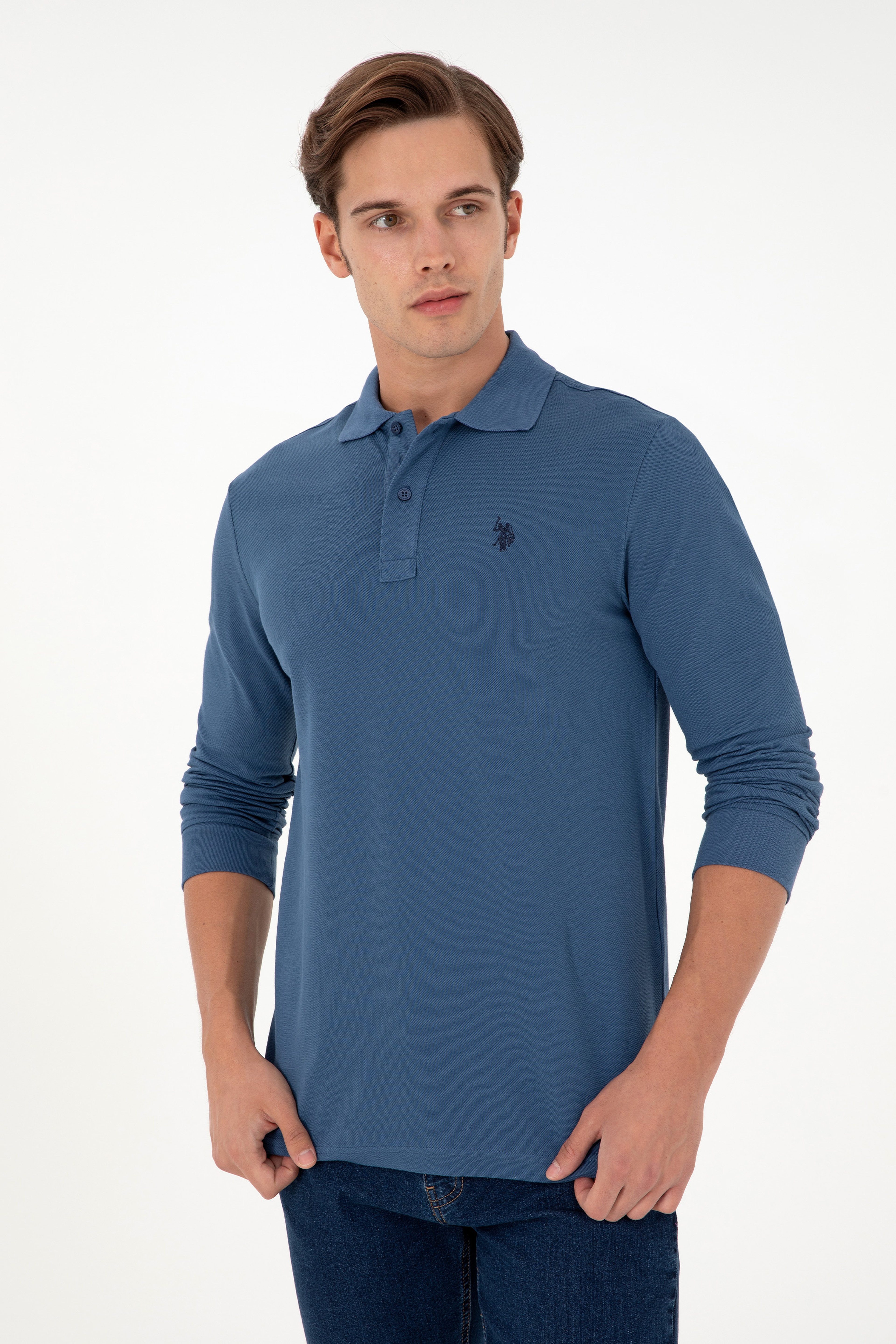Erkek İndigo Basic Sweatshirt