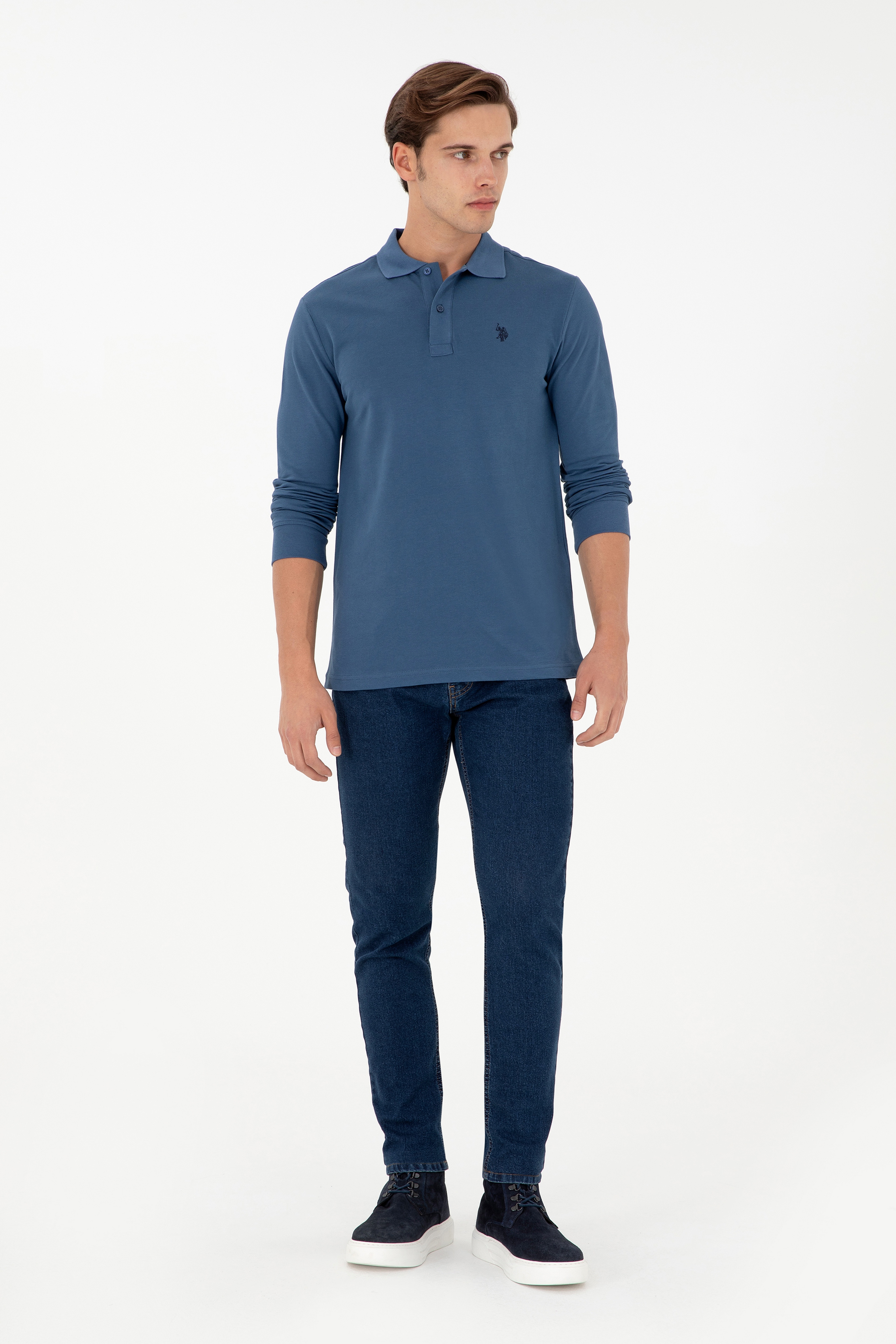 Erkek İndigo Basic Sweatshirt