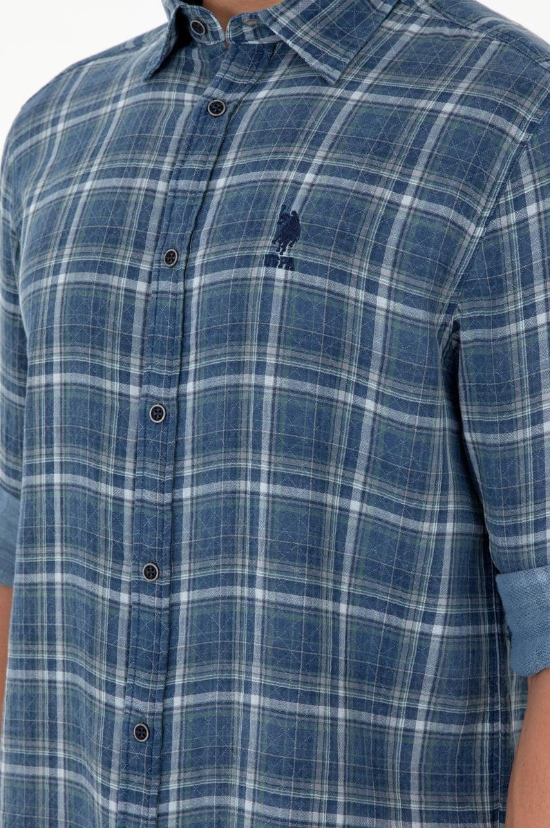 Erkek Saks Uzun Kollu Gömlek