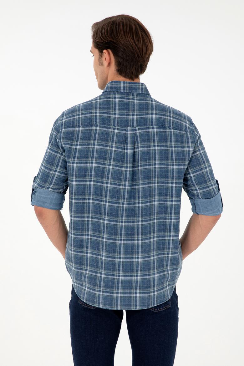 Erkek Saks Uzun Kollu Gömlek - 50283793014