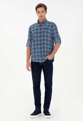 Erkek Saks Uzun Kollu Gömlek - 50283793014