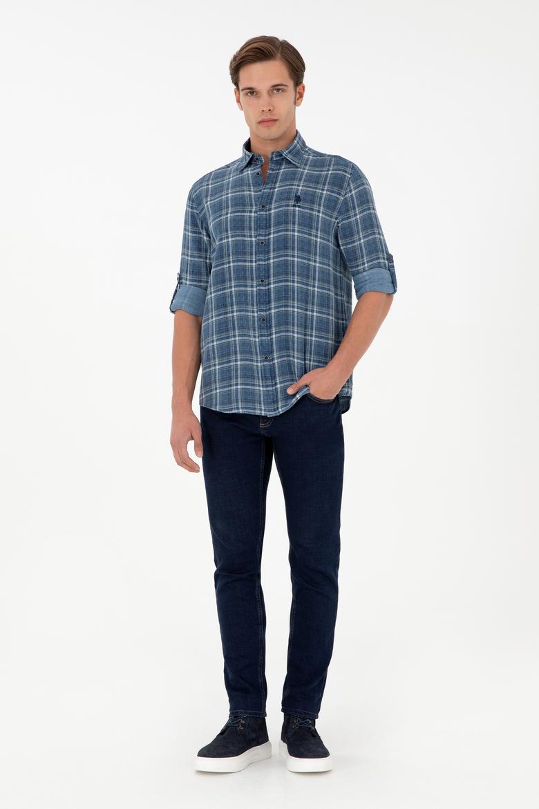 Erkek Saks Uzun Kollu Gömlek - 50283793014