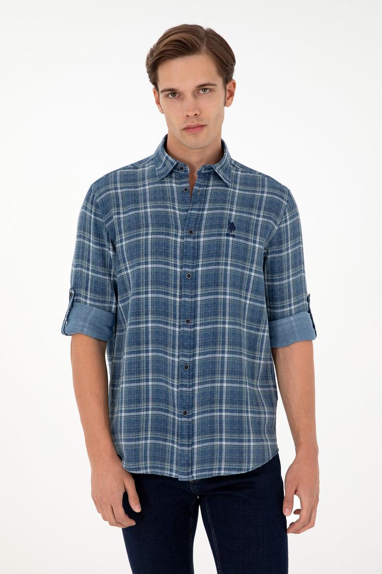 Erkek Saks Uzun Kollu Gömlek - 50283793014