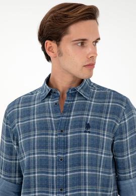 Erkek Saks Uzun Kollu Gömlek - 50283793014