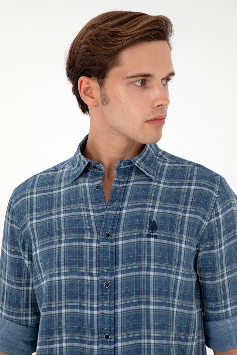 Erkek Saks Uzun Kollu Gömlek - 50283793014