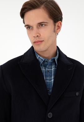 Erkek Lacivert Kaşe Kaban - 50292992007