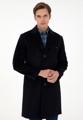 Erkek Lacivert Kaşe Kaban - 50292992007