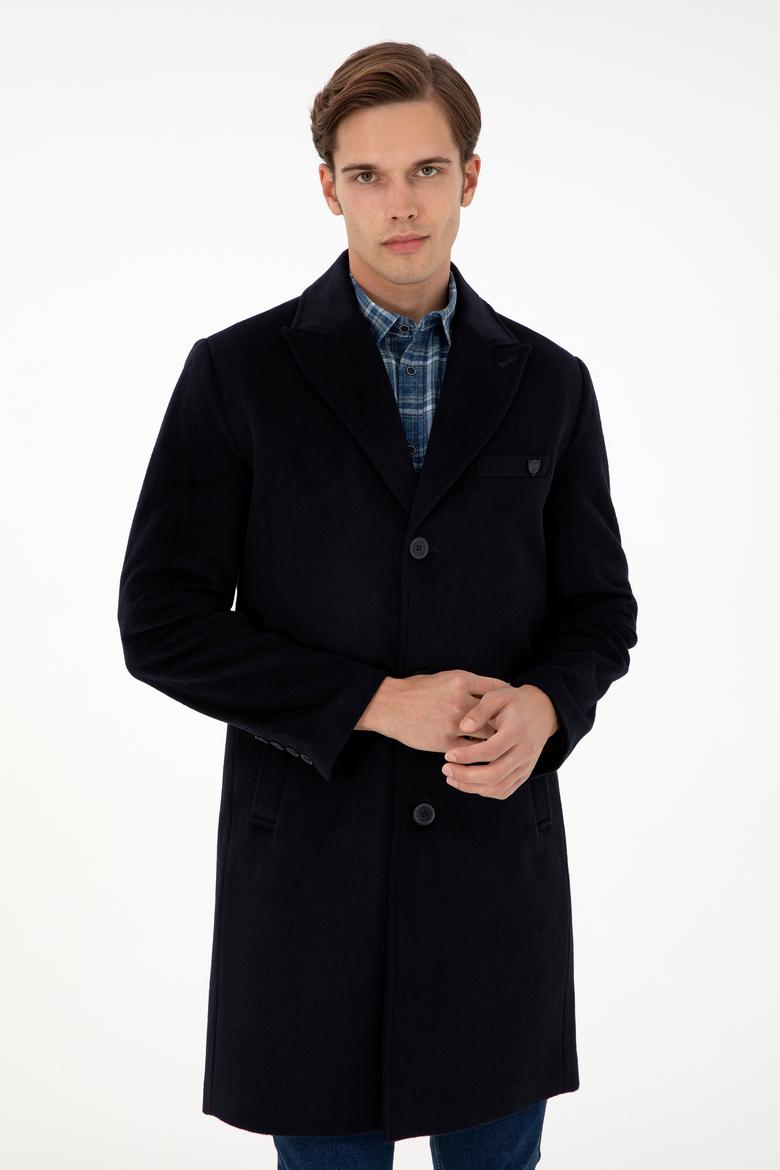 Erkek Lacivert Kaşe Kaban - 50292992007