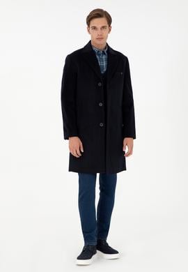 Erkek Lacivert Kaşe Kaban - 50292992007