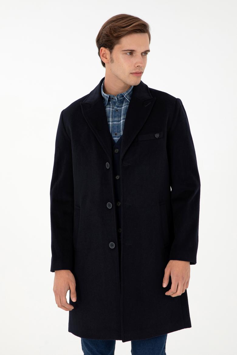 Erkek Lacivert Kaşe Kaban