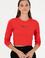 Kadın Kırmızı Bisiklet Yaka Sweatshirt