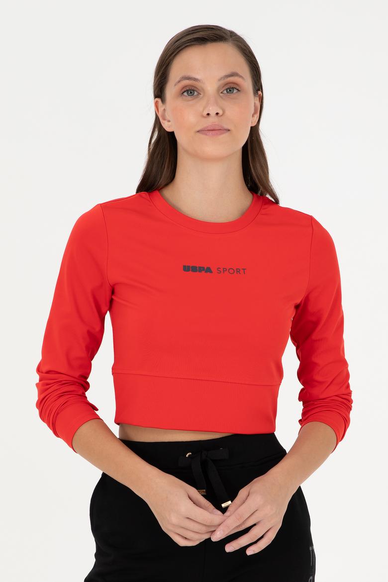 Kadın Kırmızı Bisiklet Yaka Sweatshirt