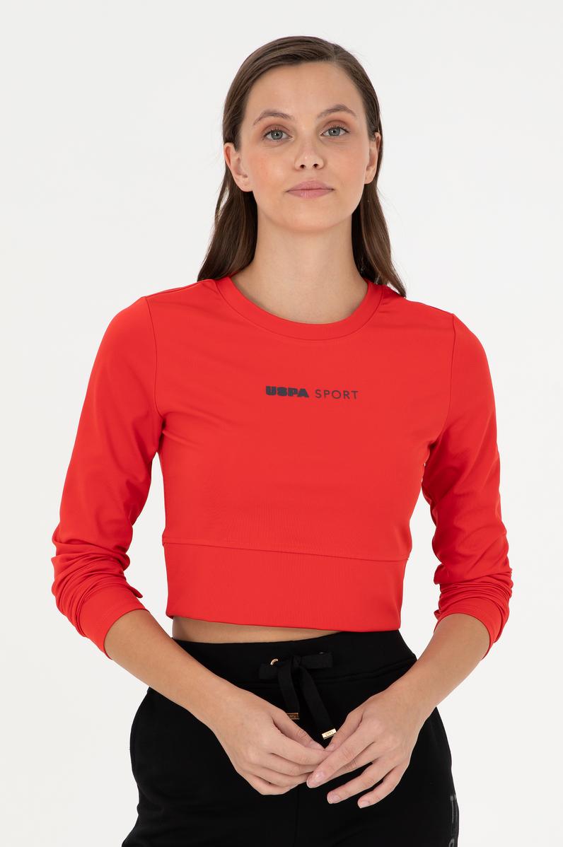 Kadın Kırmızı Bisiklet Yaka Sweatshirt