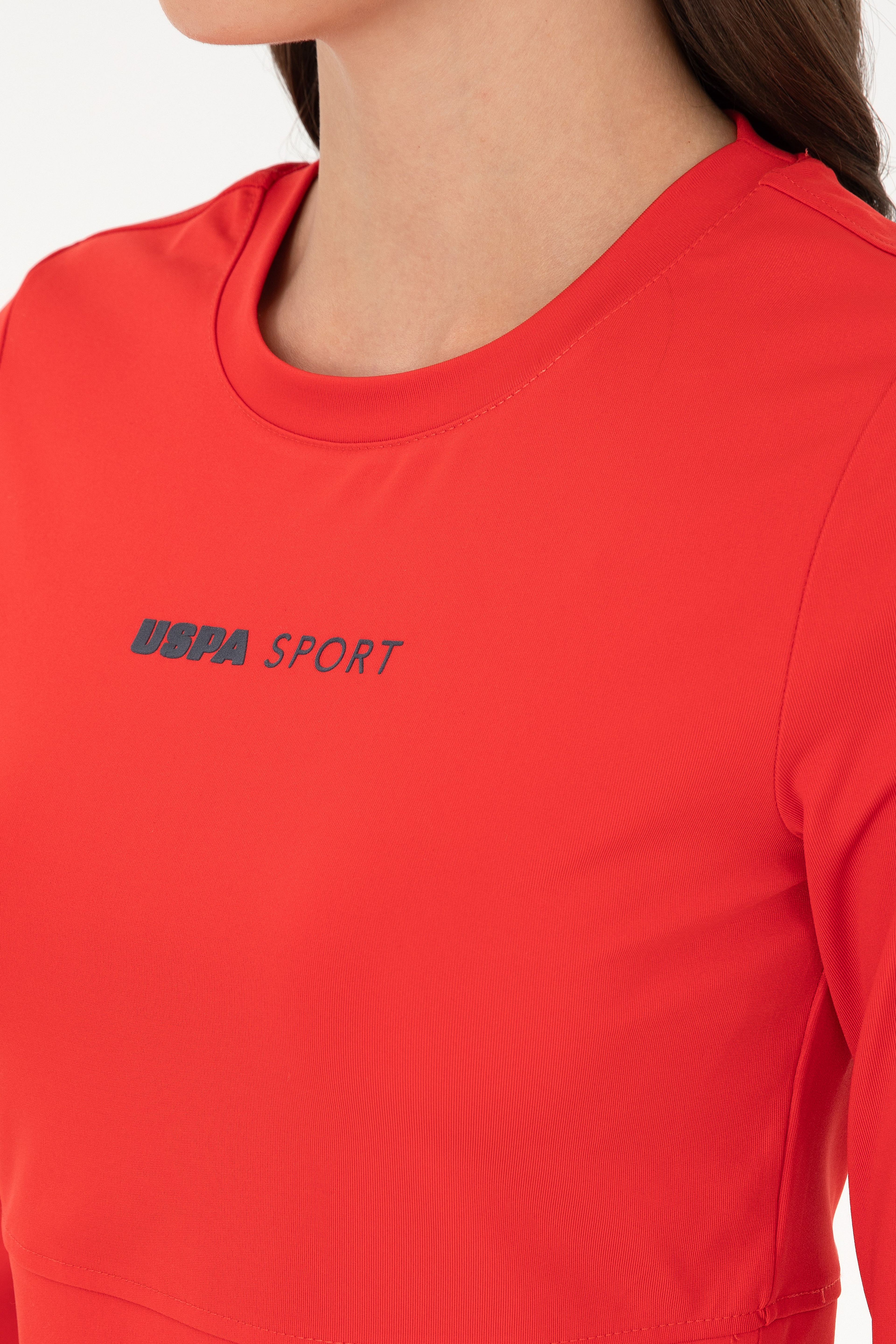 Kadın Kırmızı Bisiklet Yaka Sweatshirt - Image 7