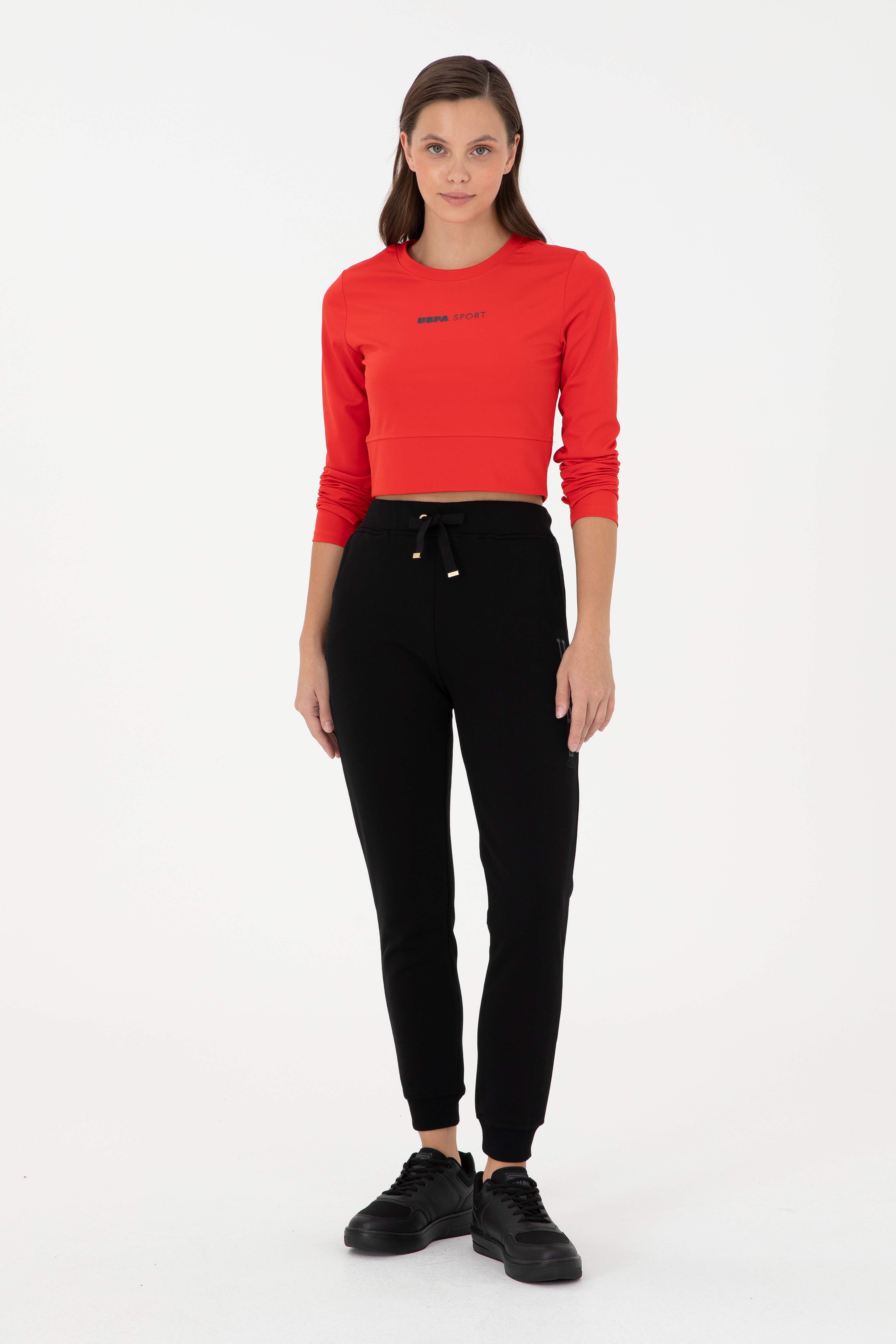 Kadın Kırmızı Bisiklet Yaka Sweatshirt - Image 4