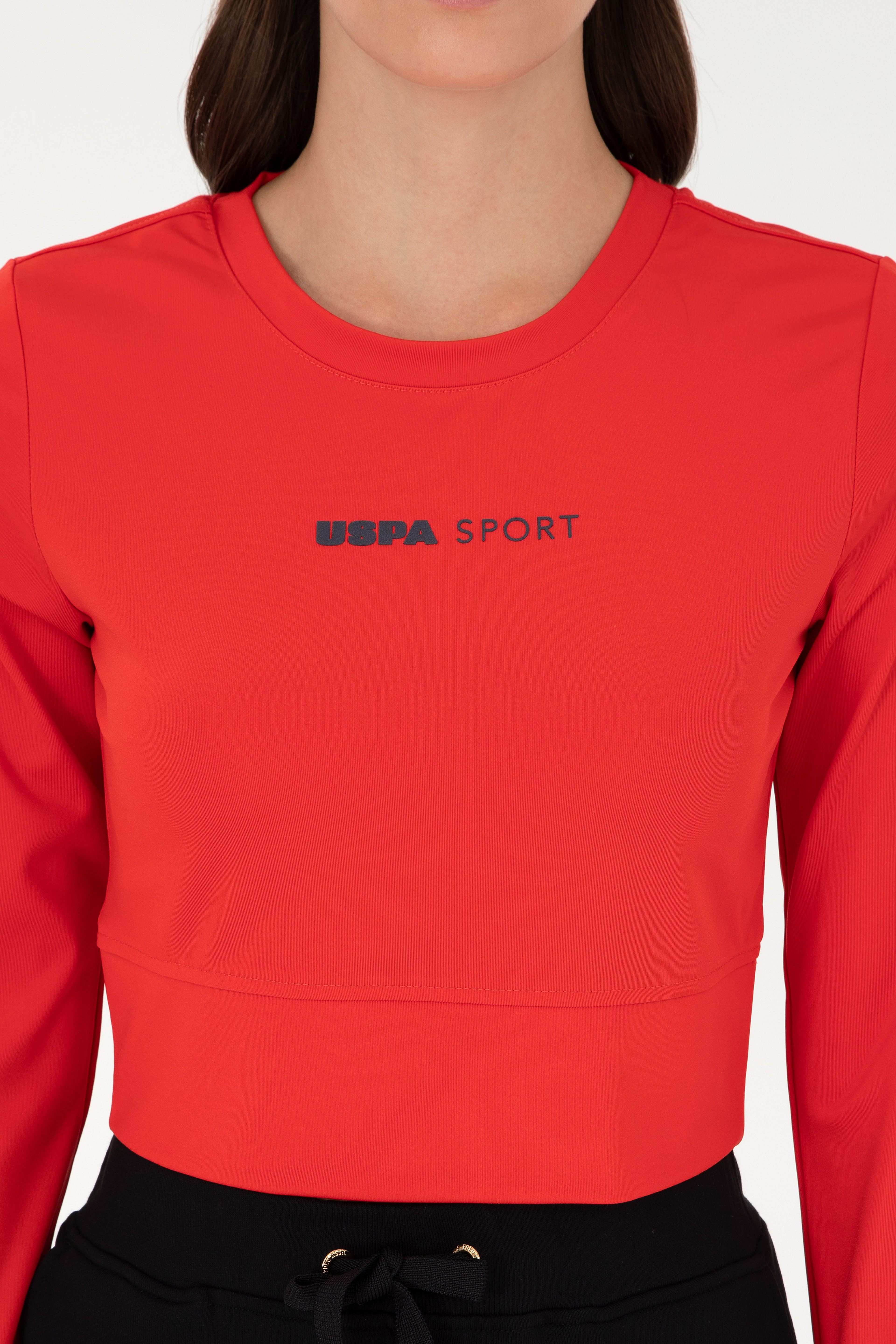 Kadın Kırmızı Bisiklet Yaka Sweatshirt