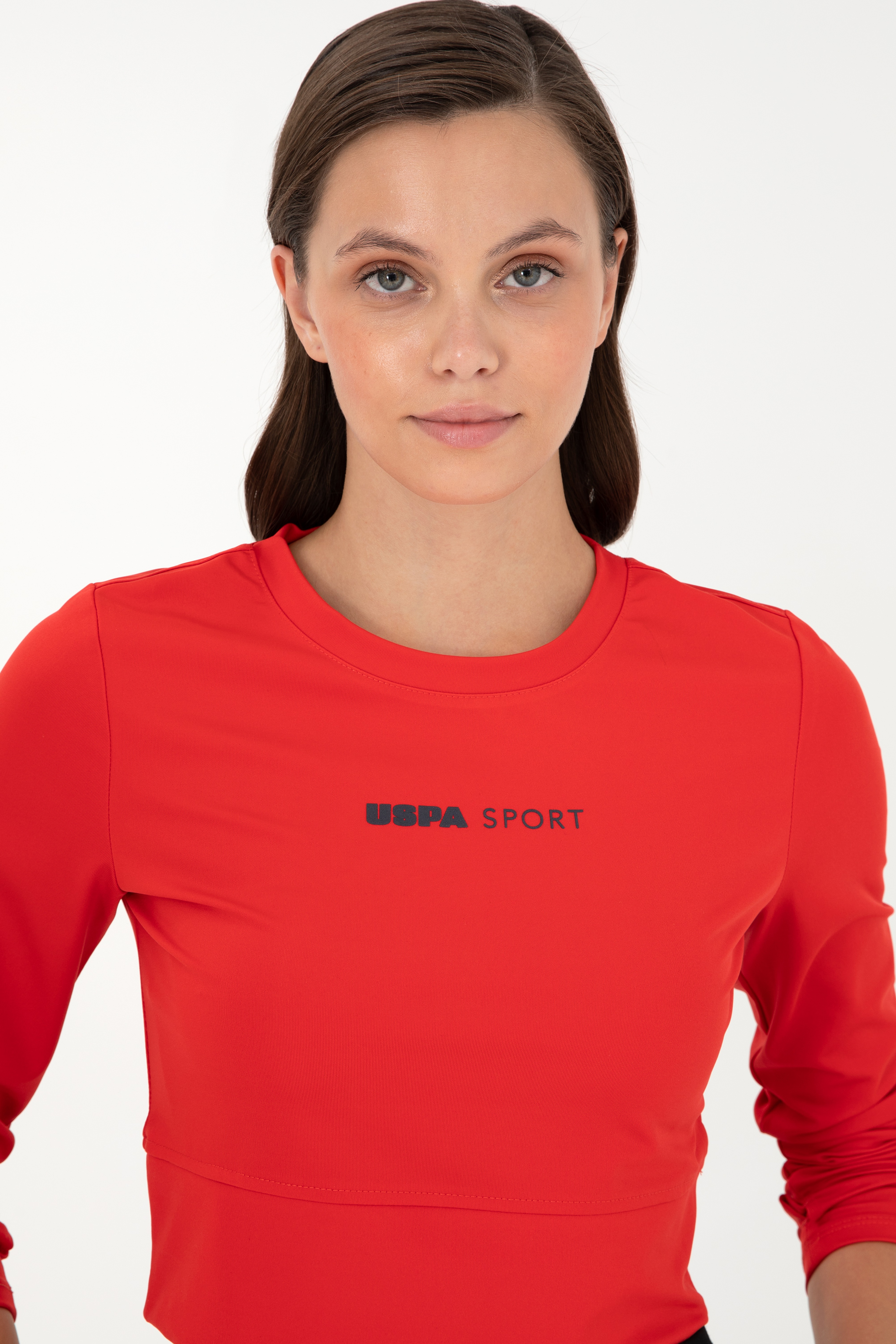 Kadın Kırmızı Bisiklet Yaka Sweatshirt - Image 2