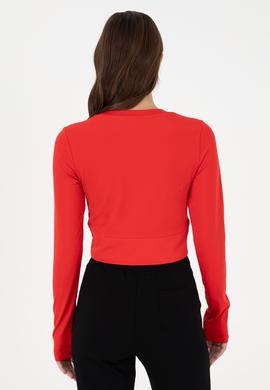 Kadın Kırmızı Bisiklet Yaka Sweatshirt - 50291461005