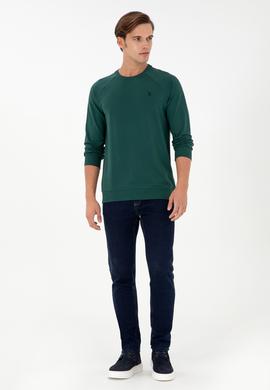 Erkek Koyu Yeşil Basic Sweatshirt - 50295159061