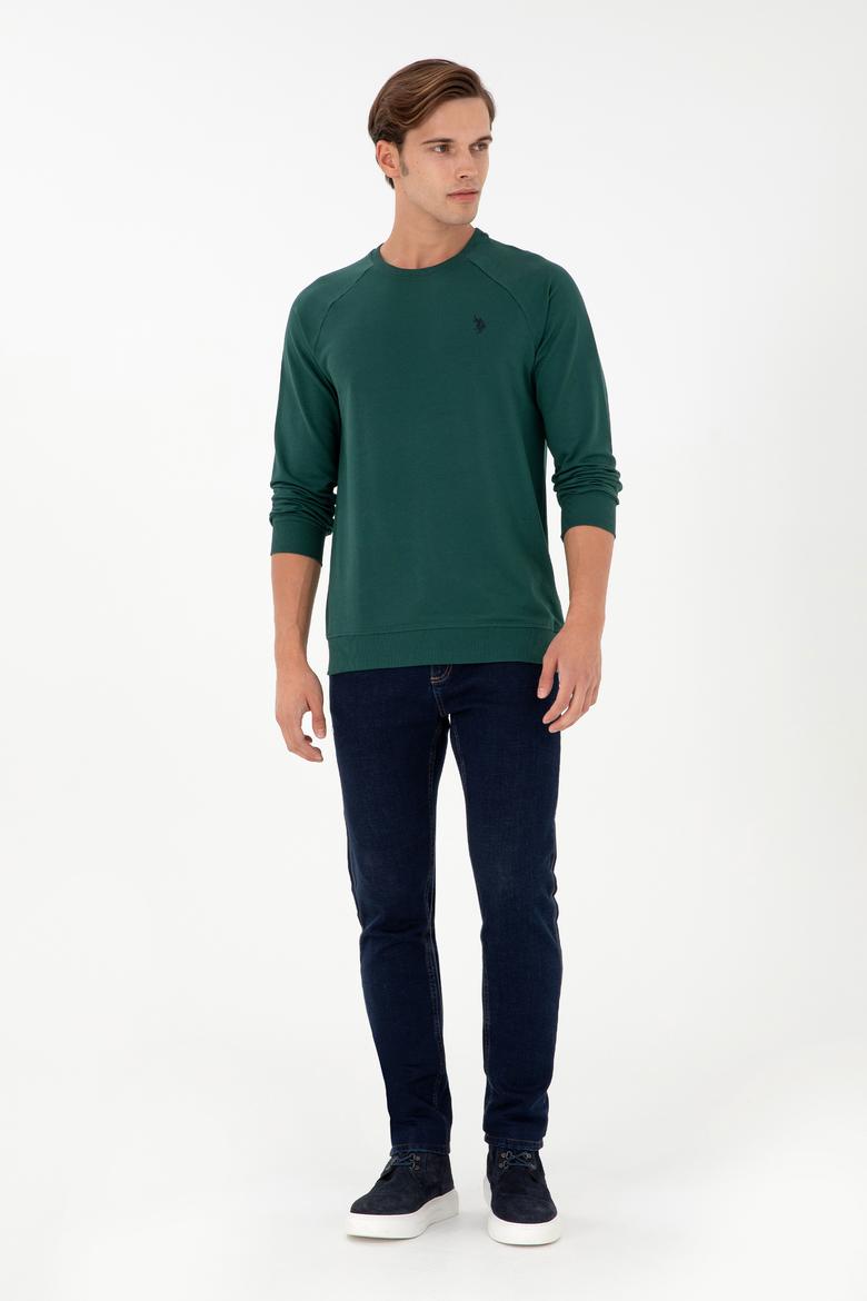 Erkek Koyu Yeşil Basic Sweatshirt - 50295159061