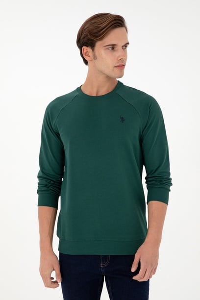Erkek Koyu Yeşil Basic Sweatshirt