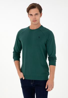 Erkek Koyu Yeşil Basic Sweatshirt - 50295159061