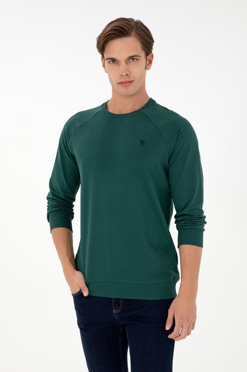 Erkek Koyu Yeşil Basic Sweatshirt